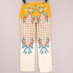 Taka Takawear Pants S Floral Printed Wide Leg Elastic Waist Pull On Artsy Boho